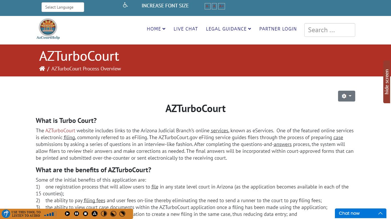 AZTurboCourt e-Filing Process for Superior Court Jurisdictions